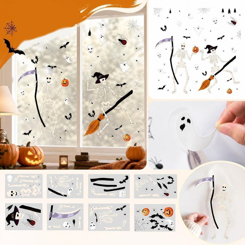 Halloween Static Cling Window Decals for Living Room Bedroom Party Decorations
