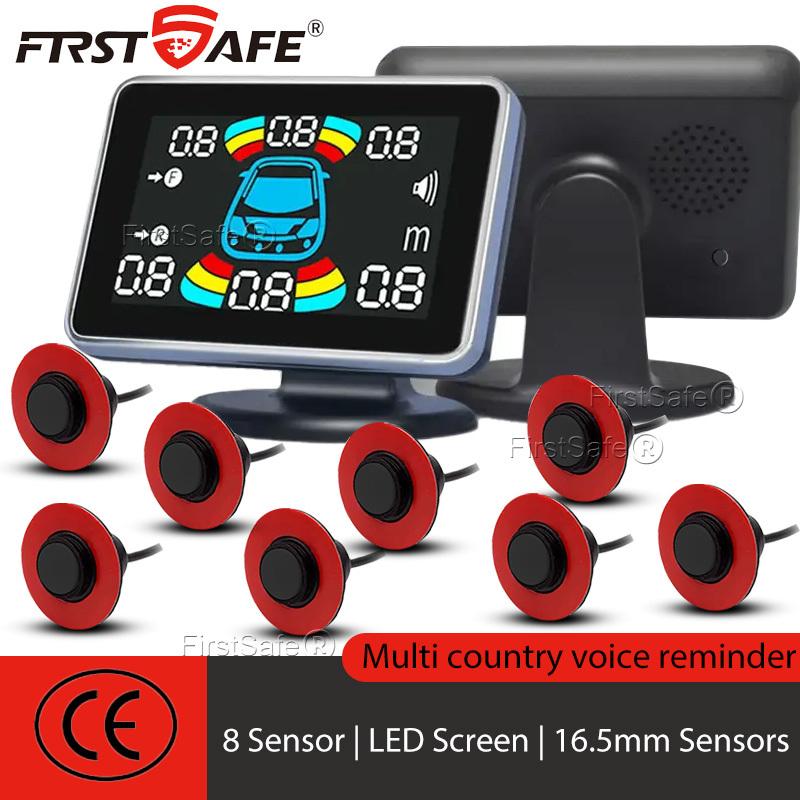 12V16.5mm Parking Sensor Kit 6/8 Sensor Buzzer Reverse Radar Sound Alarm Indicator Probe System
