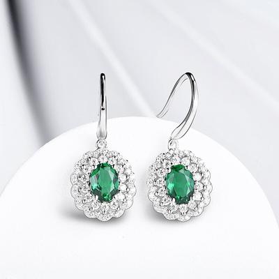 925 Sterling Silver Emerald Gemstone Drop Dangle Wedding Engagement Earrings Fine Jewelry For Women
