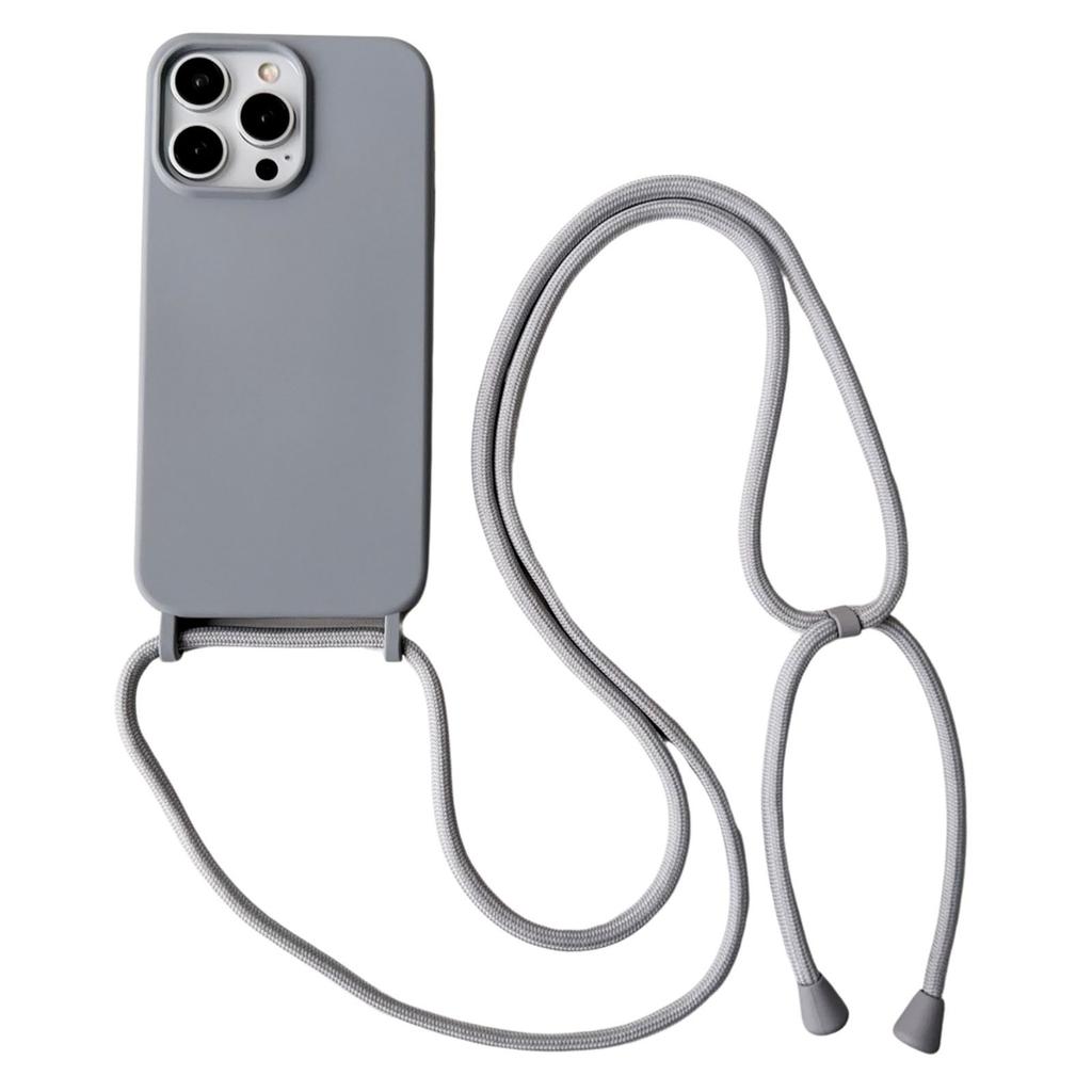 For iPhone 15 Pro Case Liquid Silicone Anti-Scratch Phone Cover with Adjustable Neck Cord