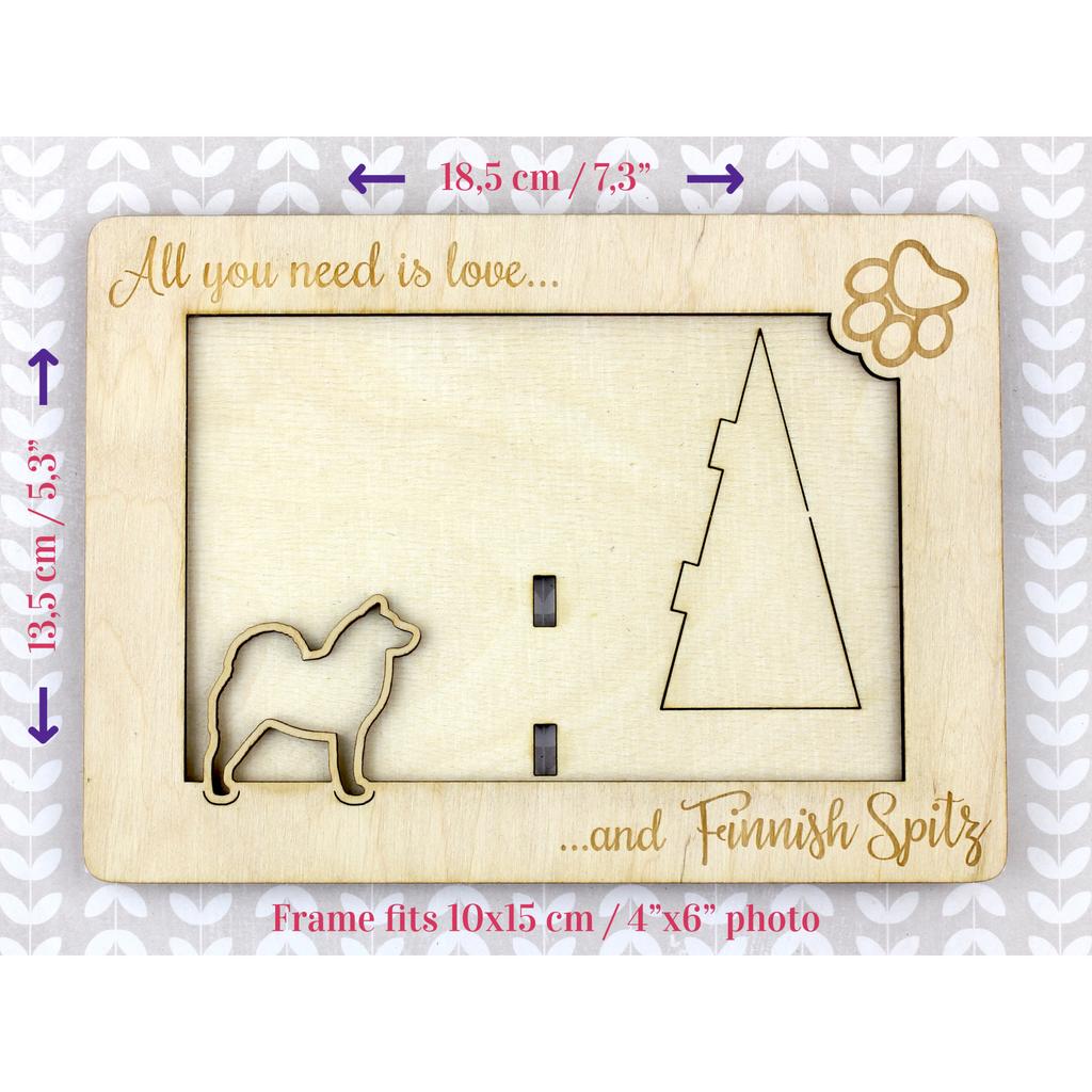 Finnish Spitz, Finnish Hunting Dog, Finnish Spets - Photo frame, engraved wooden frame, a lovely gadget for the dog lover by Art-Dog