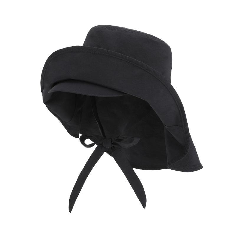 Summer Outdoor Sunscreen Hat Double-layer Large Brim Quick-drying Waterproof Bucket Hat Shawl Ponytail Sun Hat Children
