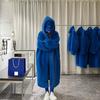 Winter Long Oversized Warm Thick Blue White Fluffy Faux Fur Coat Women with Hood Loose Casual Korean Style Fashion