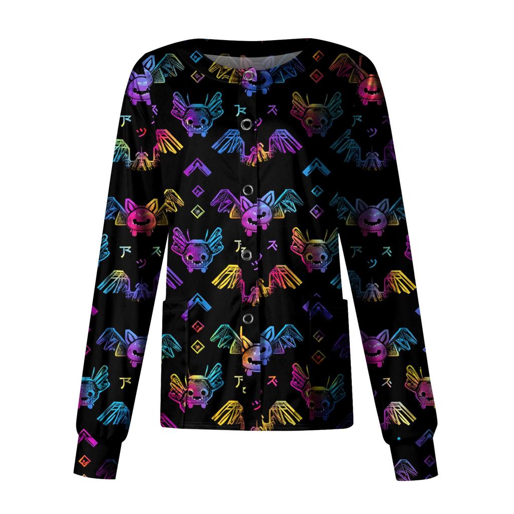 Women's Casual Long Sleeve Single Breasted Printed Dry- Top