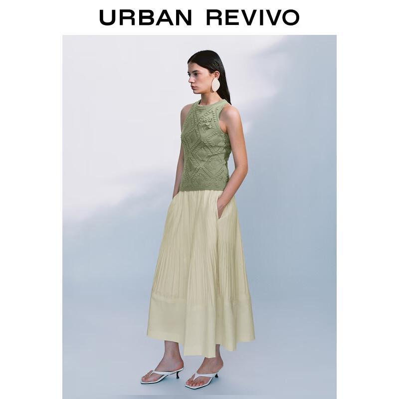 UR Women s Pleated Elastic Waist Midi Skirt XXS