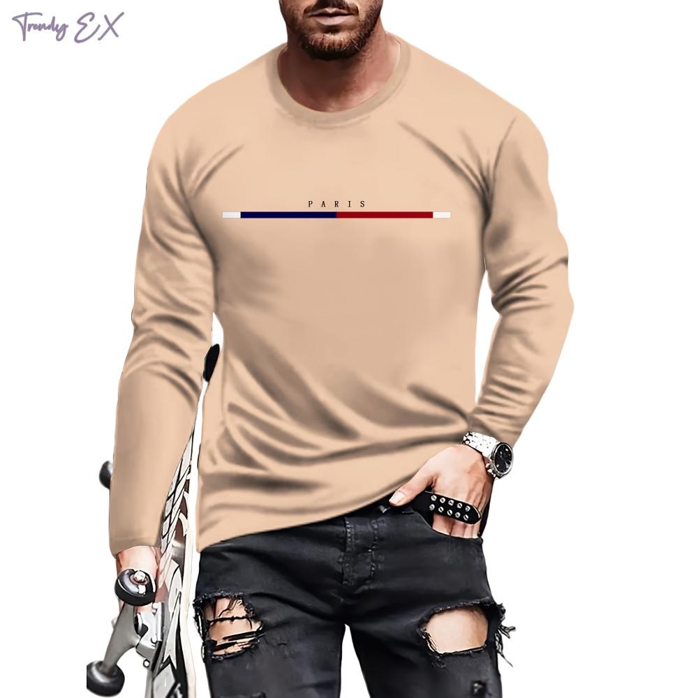 

Мужская одежда 2024 года, однотонные футболки с графическим принтом, уличная мода, футболки с круглым вырезом, топы, спортивные футболки с длинным рукавом для мужчин 5XL