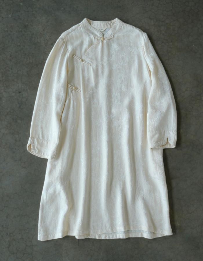 Johnature Women Vintage Stand Long Sleeve Dresses Chinese Style Button Jacquard A-Line Summer High Quality Dress