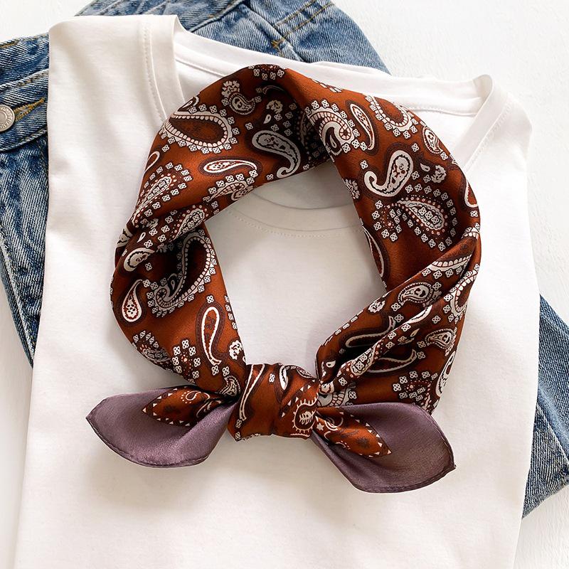 

Ретро Стильный Темно-синий Шёлковый Платок с Пейсли - Лёгкий, Маленький Квадрат для Защиты Шеи