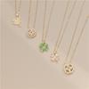 18K Gold Zirconia Four-Leaf Clover Luxury Necklace with Diamonds