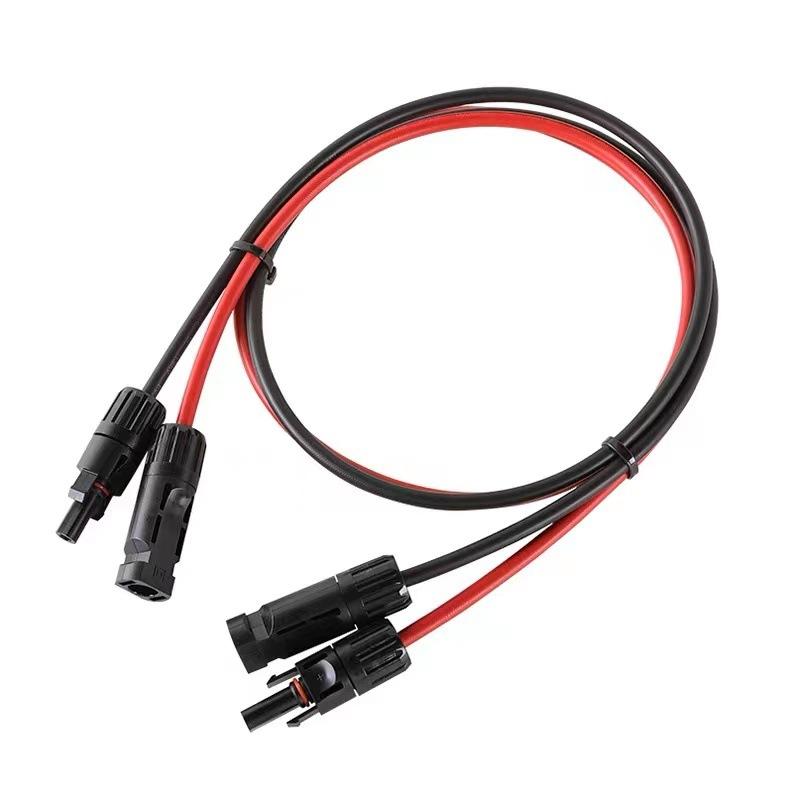 1Pair Solar Panel Extension Cable Copper Wire 6/4/2.5mm² 10/12/14AWG Black and Red with Connector Solar PV Cable