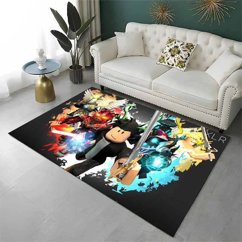 Classic Cartoon R-Robloxs Game Non-Slip Area Rug for Living Room,Bedroom,Playroom,Soft Carpet Floor Mat Home Decor Rug Room