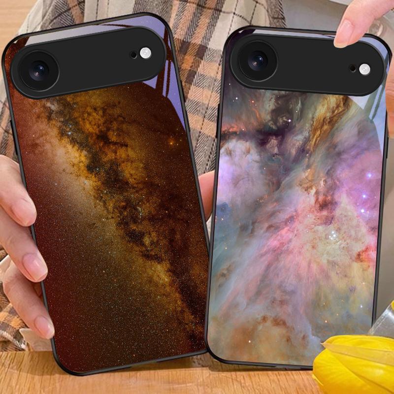 Space Nebula Wallpaper For iPhone 11 Pro 12 13 mini 14 15 Pro Max 16 E 17 Air XS Max XR 8 7 Plus SE 5 6 Black Glass Phone Case