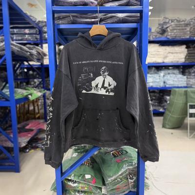 Mens Oversized Washed Cotton Hoodie Streetwear Loose Fit Pullover Sweatshirt Fall 2026