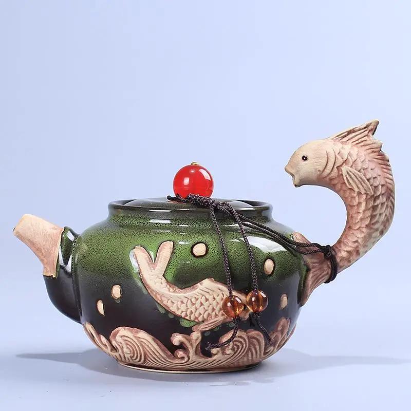 

Masterful Teapot for Kung Fu Tea with Single Pot and Ceramic Filter Dazzling Glaze Finish