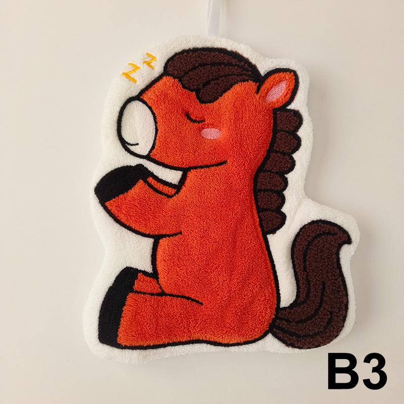 Cartoon Cute Pony Hand Towel Coral Fleece Home Kitchen Wipes Horse Thickened Hanging Absorbent Towels For Bathroom Home Decor