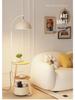 Antique Style Standing Floor Lamp with Storage Rack and Coffee Table for Living Room or Bedroom