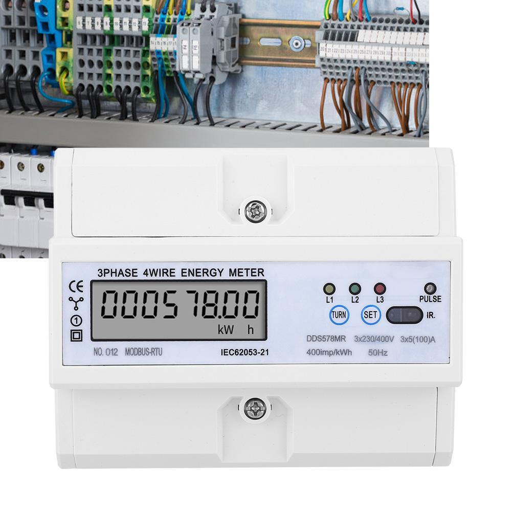 RS485 3 Phase 4 Wire LCD Energy Meter with Voltage Current Frequency Power Factor Display