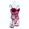 Tooxika Erotic Underwear Sexy Transparent Mesh Gathered Bodysuit Set