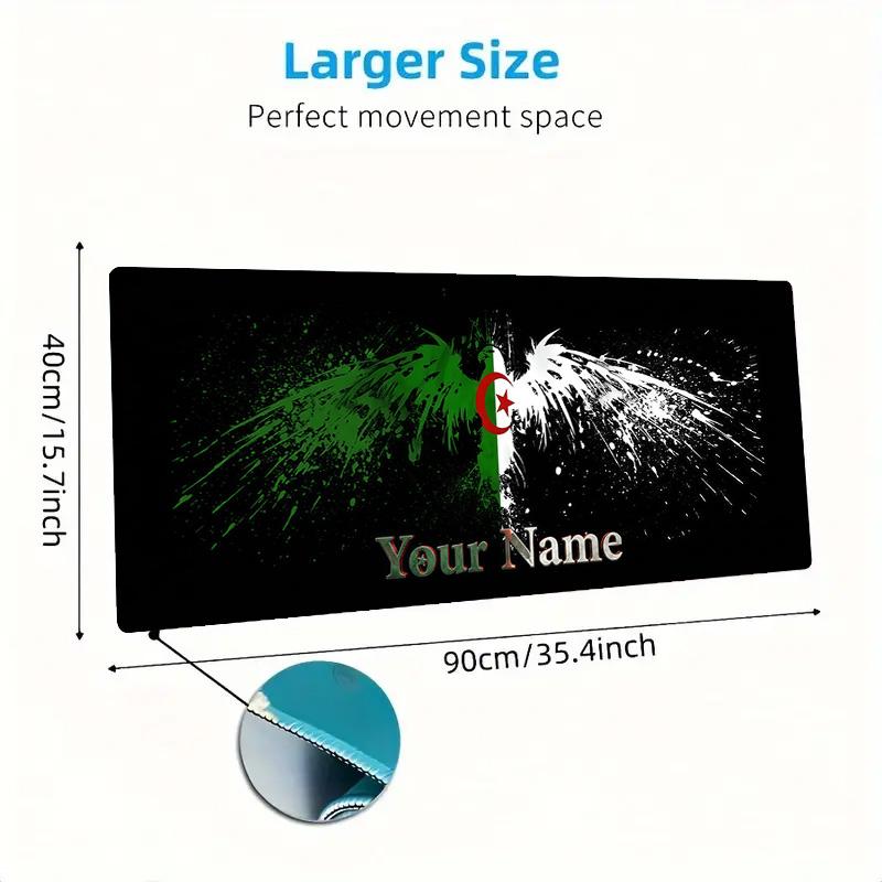 Algeria Flag Custom Name Large Size Mouse Pad Large Gaming Table Cushion Non-slip Laptop Tablet Big Mousepad XXL Mat Mini PC Playmat With Lock edge