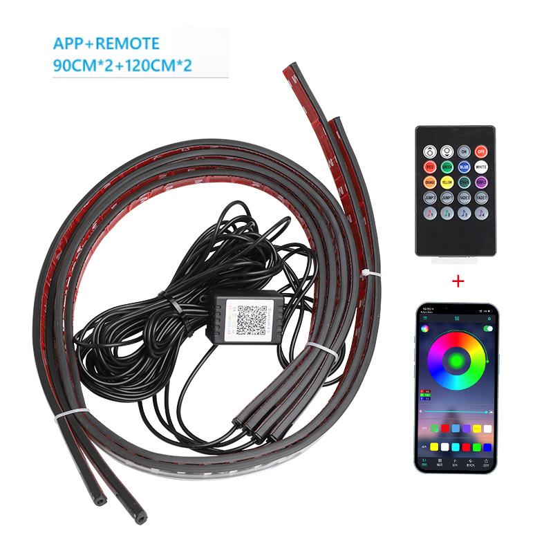 Car Charssis Flexible LED Strip Light LED Underbody Remote /APP Control RGB Neon Lights Ambient Atmosphere Auto Decorative Lamp