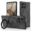 For Motorola Edge 50 5G Magnetic Case Rotating Metal Kickstand PC+TPU Phone Back Cover