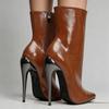 Unisex Plus Size Mid Calf Boots Pointed Toe Stiletto High Heels 15cm/6" Sexy Party Evening Vintage Sexy Boots