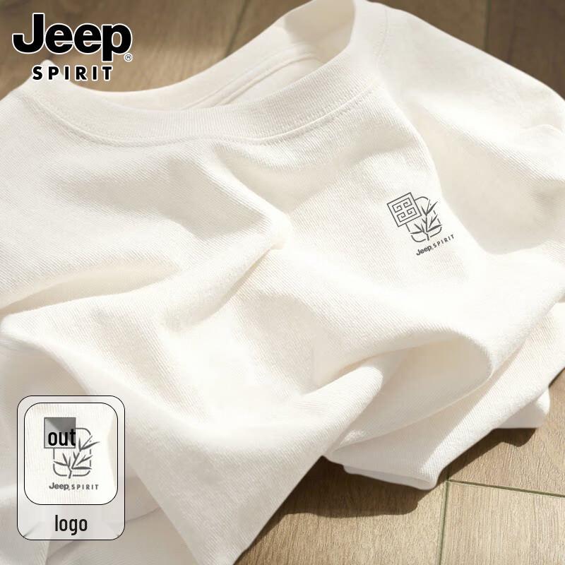 

JEEP SPIRIT Men s Pure Cotton Heavyweight Round Neck Short Sleeve T-Shirt L