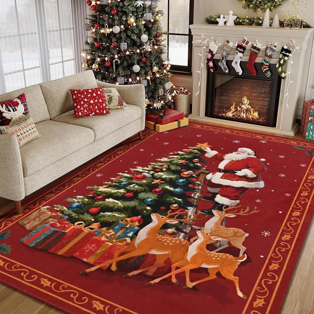 Xmas Snowman Area Rugs Christmas Xma Snowflake Modern Carpet Bedroom Rugs Dining Living Room Area Washable Entryway Holiday