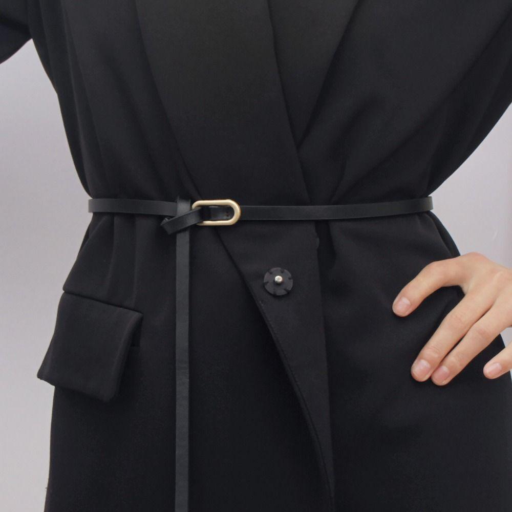 Luxury Design Leather Belt Elliptical Thin Waist Strap Women Trouser Dress Belts