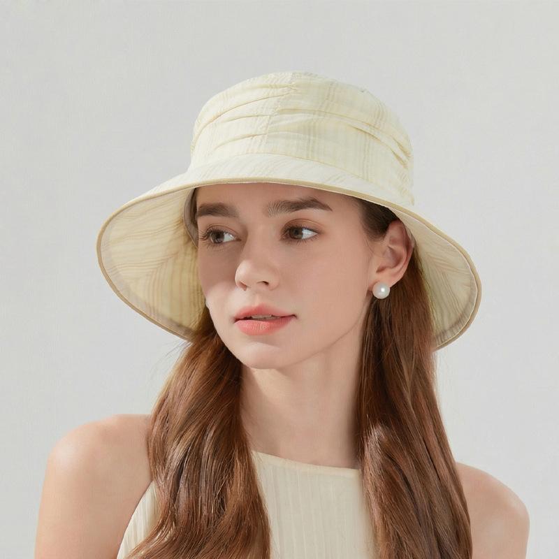 Summer Pleated Sun Hat Women's Big Brim Fisherman Hat Outdoor Travel Sun Hat