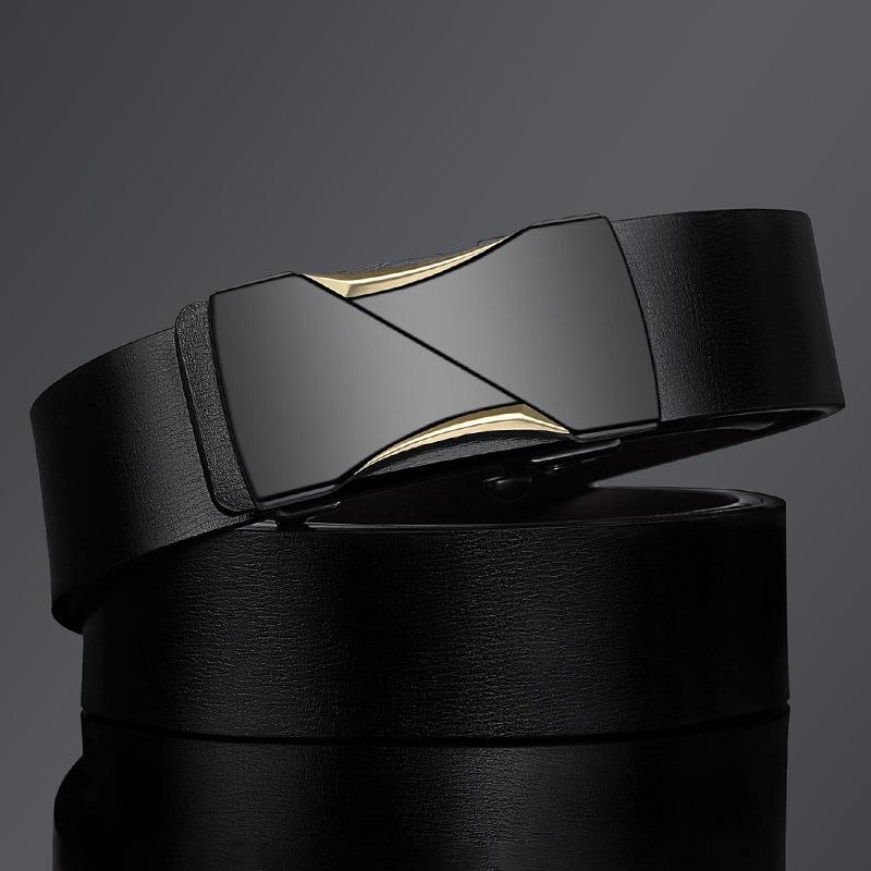 New Men's Belt Business Formal Wear Genuine Leather Automatic Buckle Belt for Men's Youth Korean Style Versatile Soft Leather Trousers