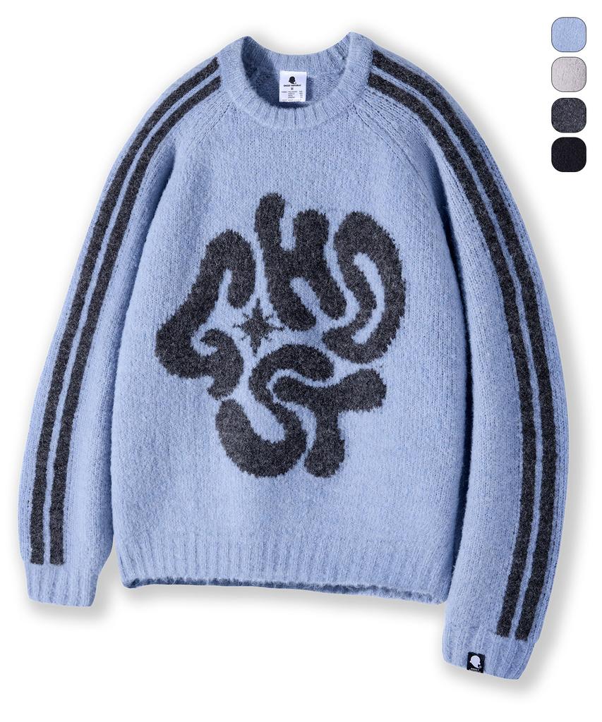 GHOST REPUBLIC Mohair Graphic Raglan Track Boucle Knit 4 Colors Gkm-159