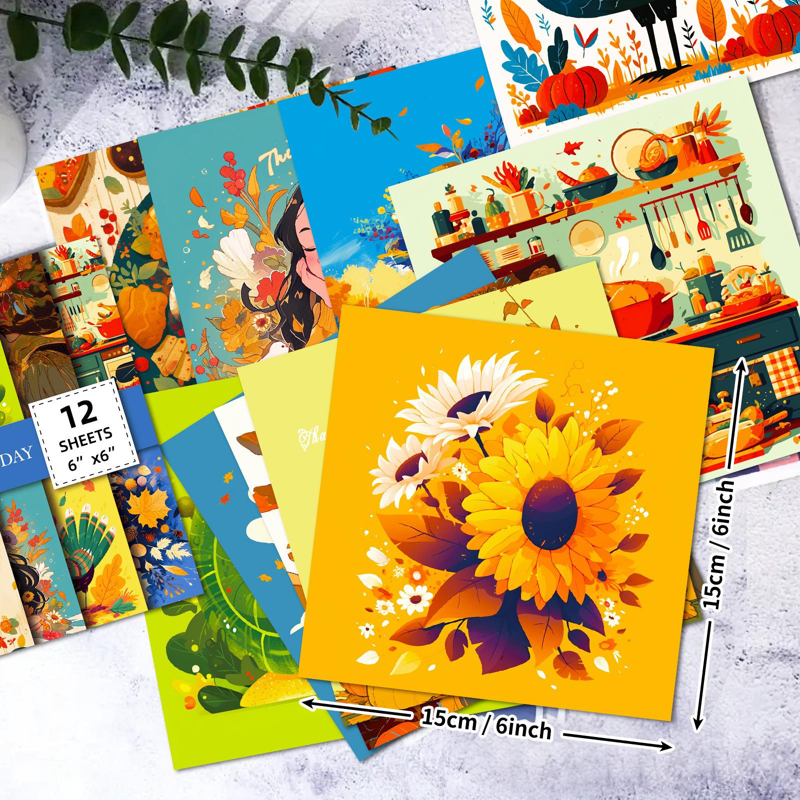 

12 пакетов 6-дюймовой индейки Материал Подложка Бумага Благодарения Ручной счет Материал Упаковка