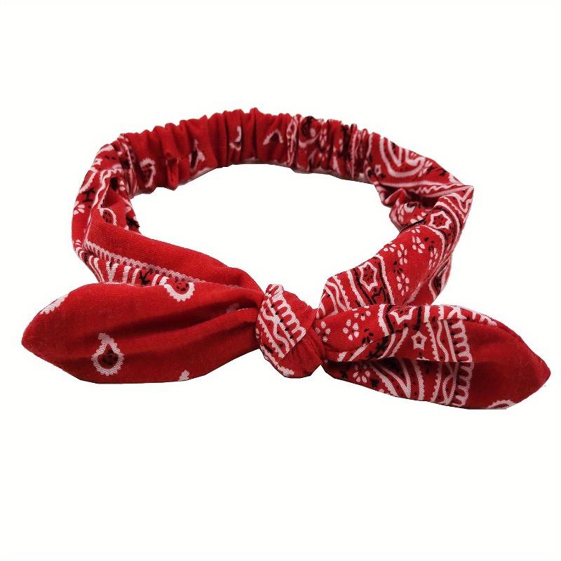 

Cashew Print Knotted Headband for Women with Rabbit Ears Elastic Soft Headband Hair Accessories 1PCS красный