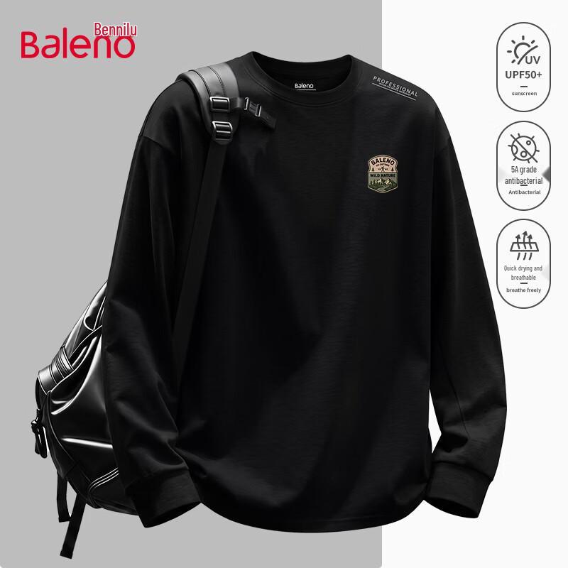 Baleno Men's Long-Sleeve Graphic Crewneck Quick-Dry T-Shirt
