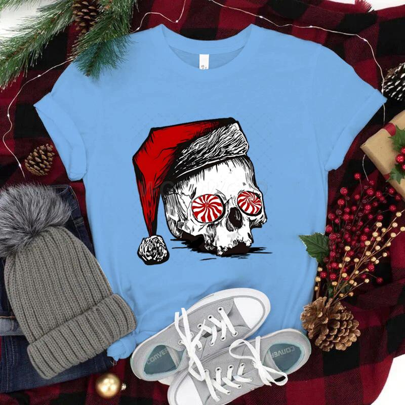 Streetwear Skeleton Christmas T Shirt Santa Skull Harajuku Fashion Shirts FeUnisexUnisex Merry Christmas Vintage T Shirts for Unisex