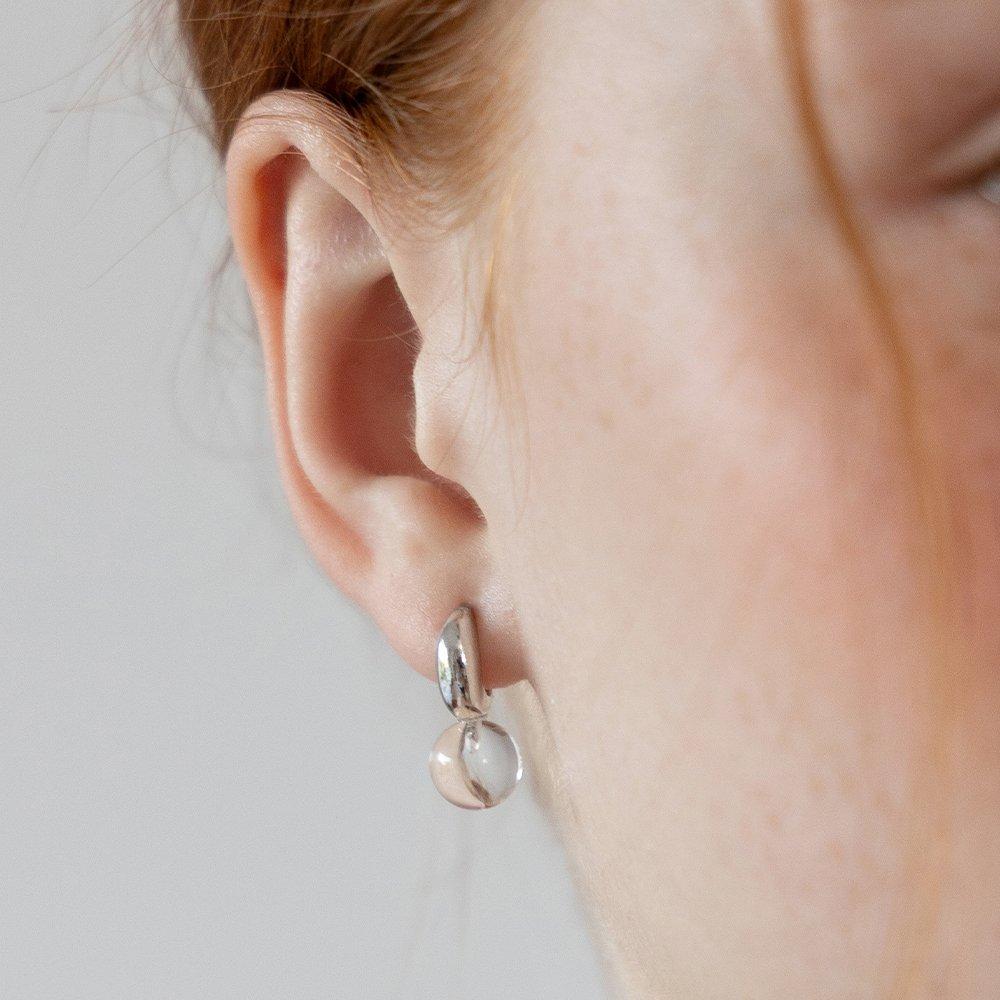 (925 Silver) Crescent Clear Quartz Earrings Ec3237