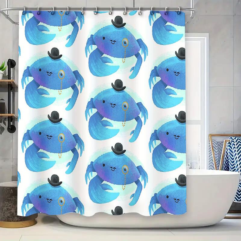

Bathroom Shower Curtain Floral Pattern Blue Flower Abstract Art Home Decor Waterproof Fabric Shower Liner For Modern Washroom W60H190(CM)-1 Pcs