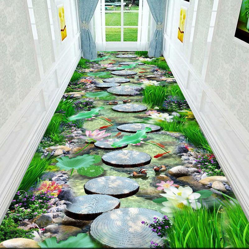 Tappeto Lungo da Corridoio Giardino Verde Percorso Tappeto Lungo Decorazione Soggiorno Corridoio Casa Tappetini Antiscivolo Ingresso Moderno Lusso Tappeto Decorazione