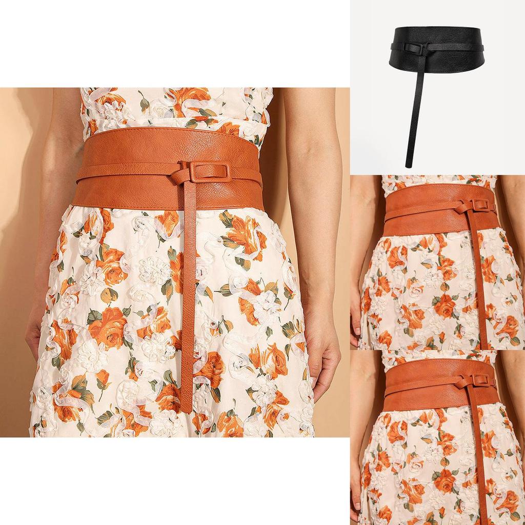 Womens Faux Leather Wide Waist Belt With Tie Closure For Summer Fashion Accessories