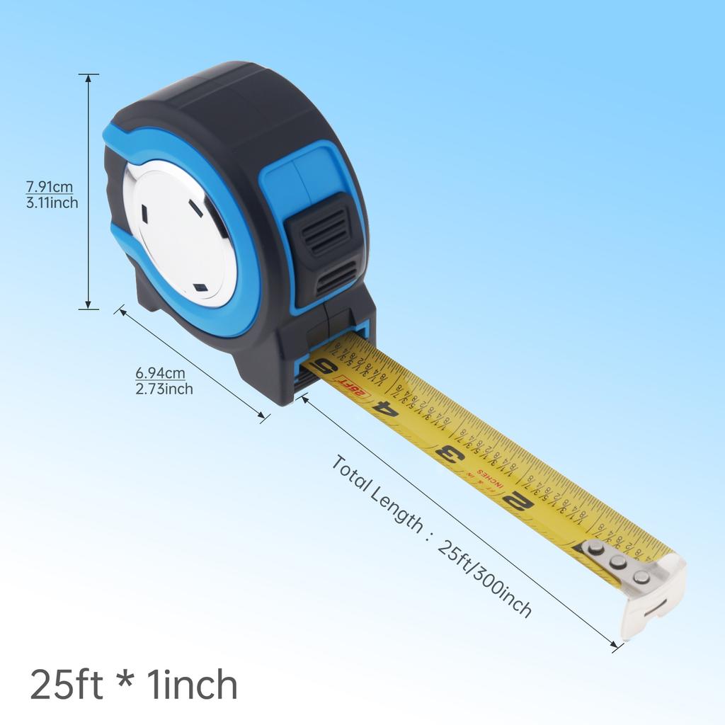 Imperial Self Locking Tape Measure 1/8 Inch Fraction Markings Two Sizes Heavy Duty Professional