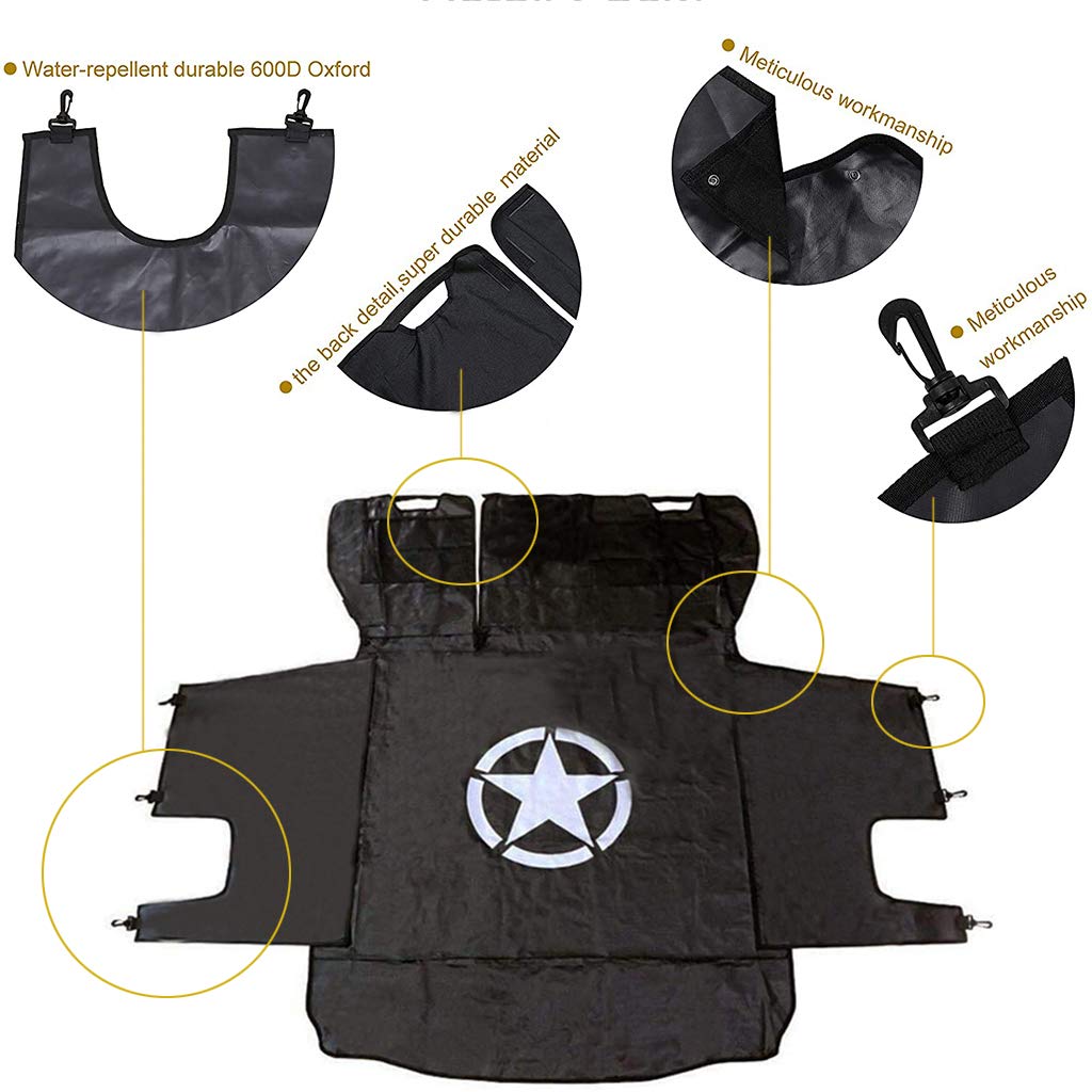 PSLER Car Rear Cargo Pet Trunk Rear Mat Seat Cover for Wrangler JK and JL Cover, Mat, Puppy, Waterproof, Heavy-Duty, Non-Slip (2007-2017) (2018-2019)