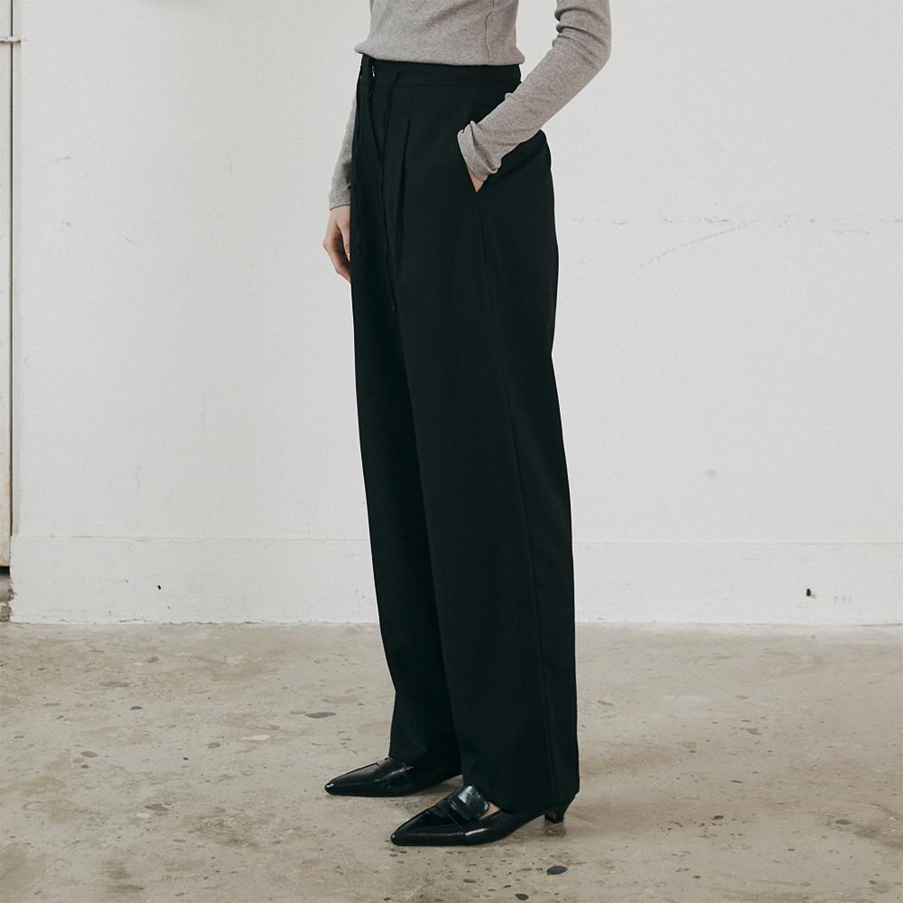 NOEUD Wool Banding Slacks (Black)
