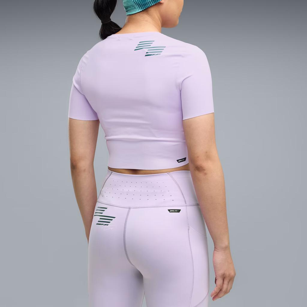 Puma Pwrmode Outdoor Sports Sweat-Wicking Quick-Dry Crew Neck Pullover Short Sleeve T-Shirt Women T-Shirt Purple 529328-46