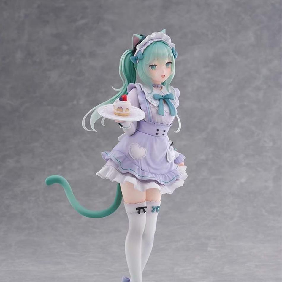 Anime Hatsune Miku Cat Ear Maid Figure Kawaii PVC Model Collectible Desktop Ornament Gift