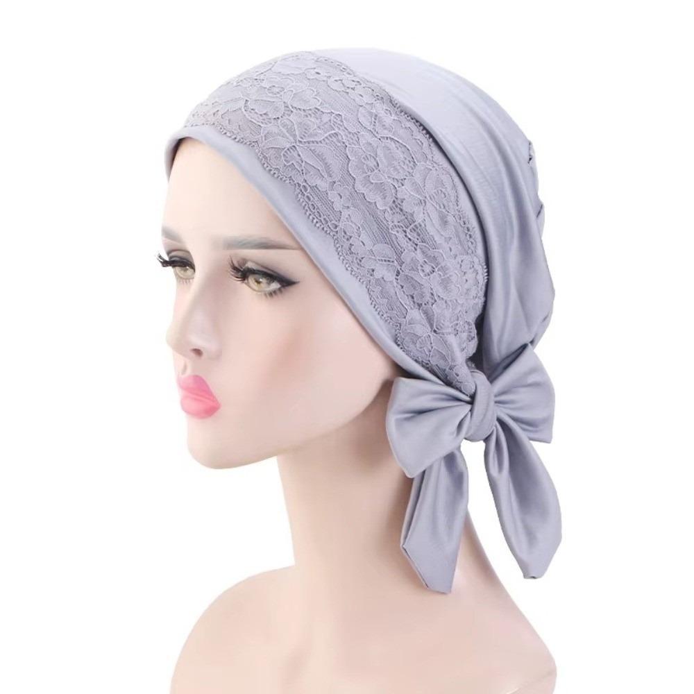 Long Tail Headscarf Hat Solid Color Hijab Caps Fashion Chemo Hat for Women