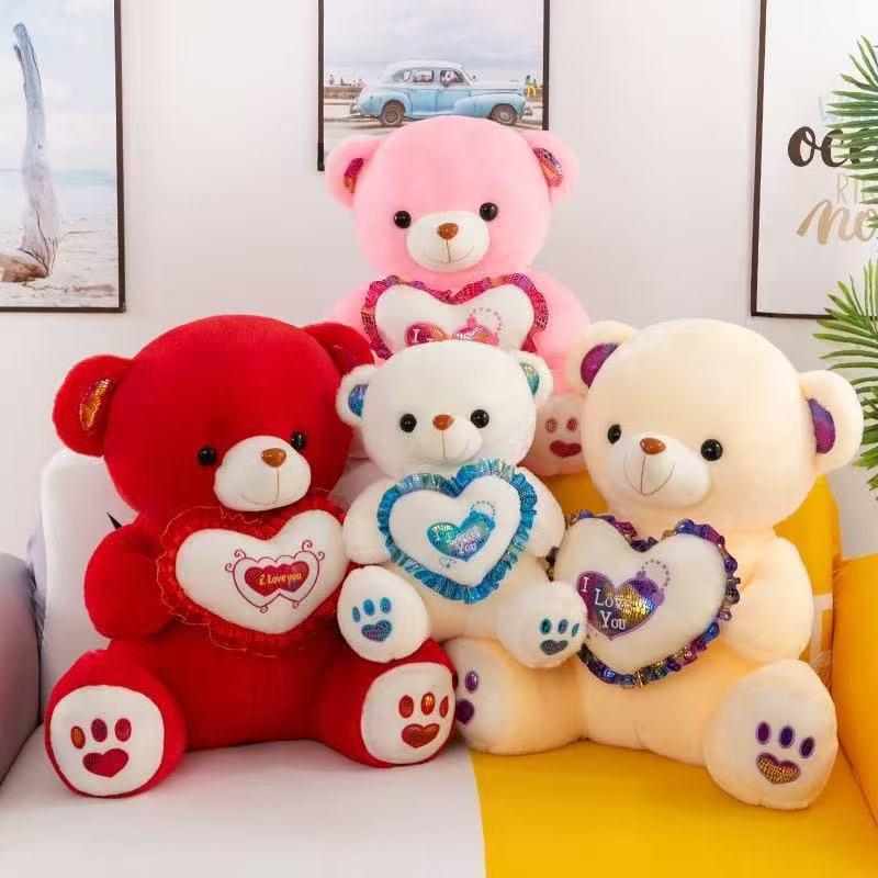 Leuchtender kuscheliger Herz-Teddybär Plüschtier für Kinder