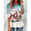 Spring Autumn Christmas Print Long Sleeve Crew Neck Top Fashionable Comfortable Loose Versatile Soft Breathable Women's T-Shirt