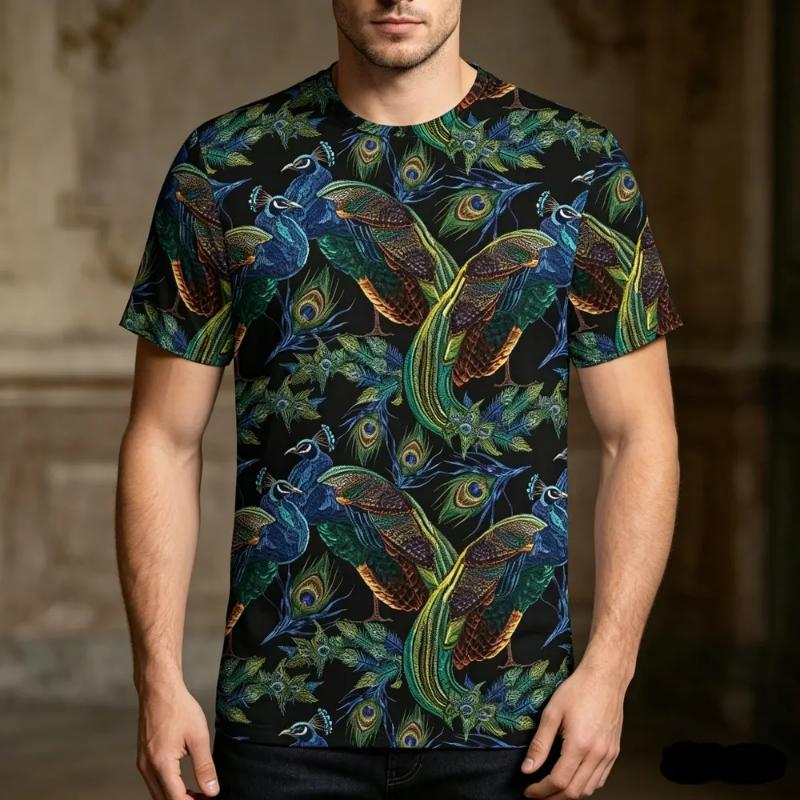 Fashion Women's Crew Neck Short Sleeve 3D Casual Color Printing Casual Short Sleeve Crew Neck T-Shirt