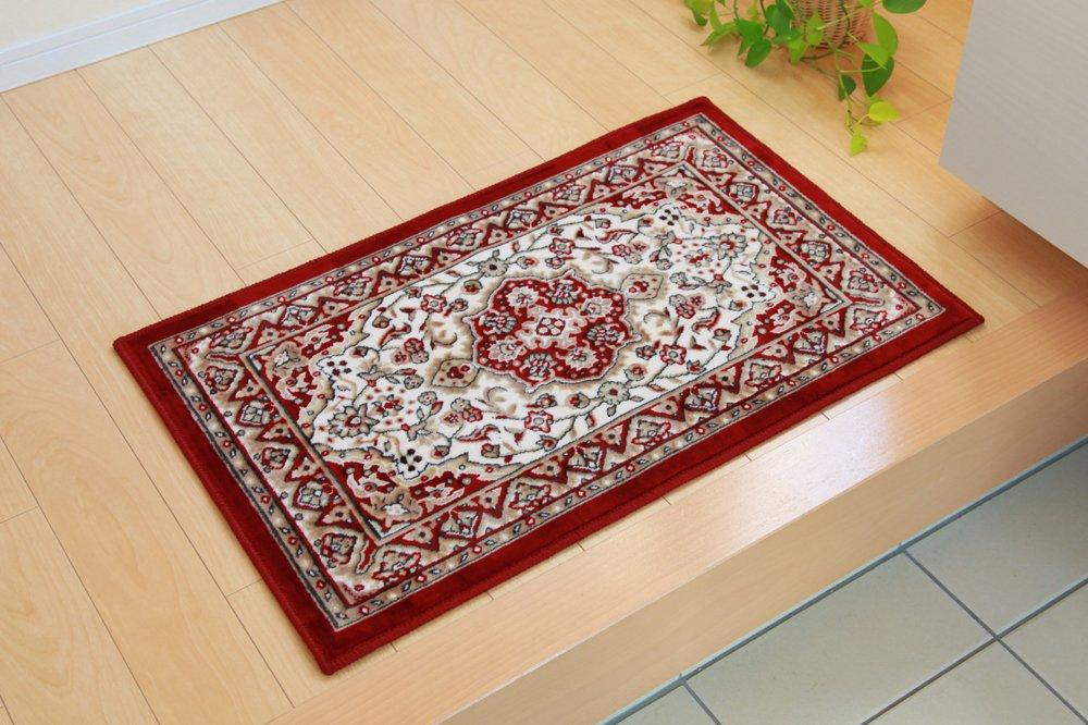 IKEHIKO Mendel Wine Entrance Mat, Dynasty Pattern, Approx. 50 X 80 Cm, Washable, #2028030
